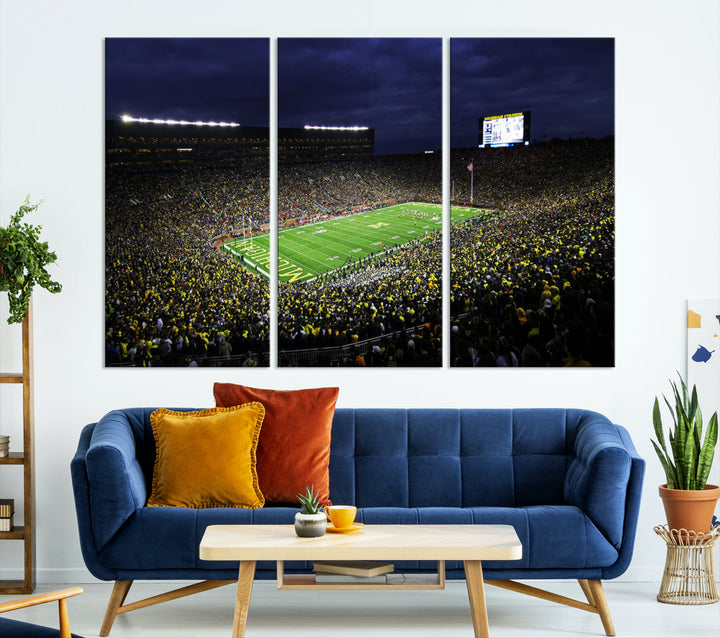 Michigan Football Stadium Wall Art Canvas Print, NFL Wall Art, Sports Room Wall Art Print, Sports Grill Bar Wall Decor, Football Lover Decor