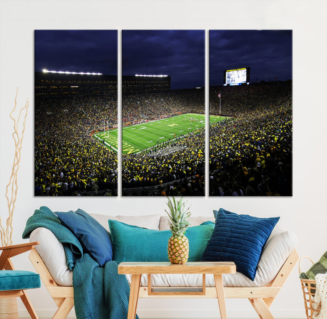 Michigan Football Stadium Wall Art Canvas Print, NFL Wall Art, Sports Room Wall Art Print, Sports Grill Bar Wall Decor, Football Lover Decor