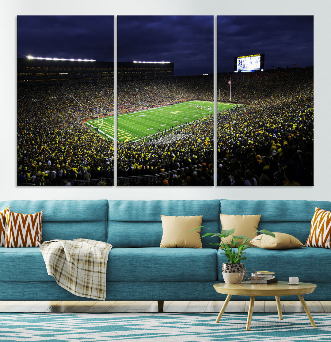 Michigan Football Stadium Wall Art Canvas Print, NFL Wall Art, Sports Room Wall Art Print, Sports Grill Bar Wall Decor, Football Lover Decor