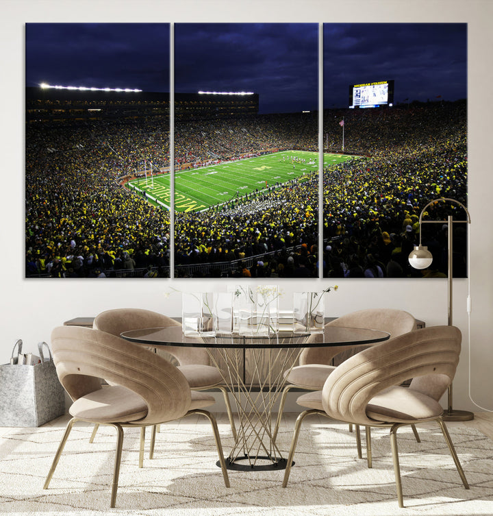 Michigan Football Stadium Wall Art Canvas Print, NFL Wall Art, Sports Room Wall Art Print, Sports Grill Bar Wall Decor, Football Lover Decor