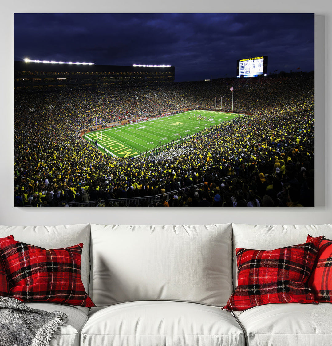 Michigan Football Stadium Wall Art Canvas Print, NFL Wall Art, Sports Room Wall Art Print, Sports Grill Bar Wall Decor, Football Lover Decor