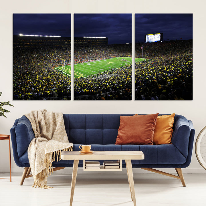 Michigan Football Stadium Wall Art Canvas Print, NFL Wall Art, Sports Room Wall Art Print, Sports Grill Bar Wall Decor, Football Lover Decor