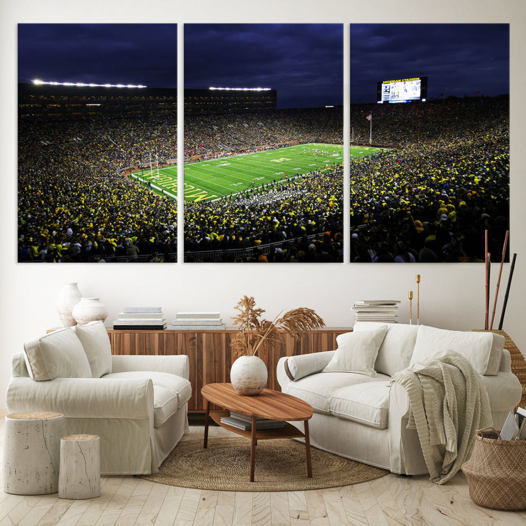 Michigan Football Stadium Wall Art Canvas Print, NFL Wall Art, Sports Room Wall Art Print, Sports Grill Bar Wall Decor, Football Lover Decor