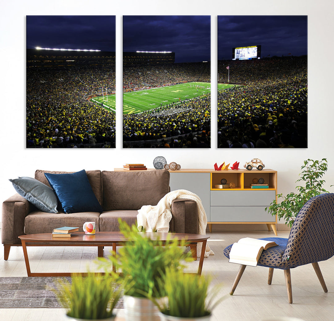 Michigan Football Stadium Wall Art Canvas Print, NFL Wall Art, Sports Room Wall Art Print, Sports Grill Bar Wall Decor, Football Lover Decor