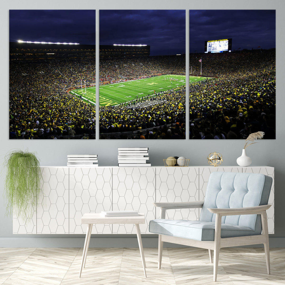 Michigan Football Stadium Wall Art Canvas Print, NFL Wall Art, Sports Room Wall Art Print, Sports Grill Bar Wall Decor, Football Lover Decor