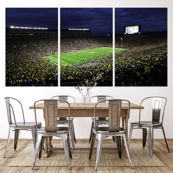 Michigan Football Stadium Wall Art Canvas Print, NFL Wall Art, Sports Room Wall Art Print, Sports Grill Bar Wall Decor, Football Lover Decor