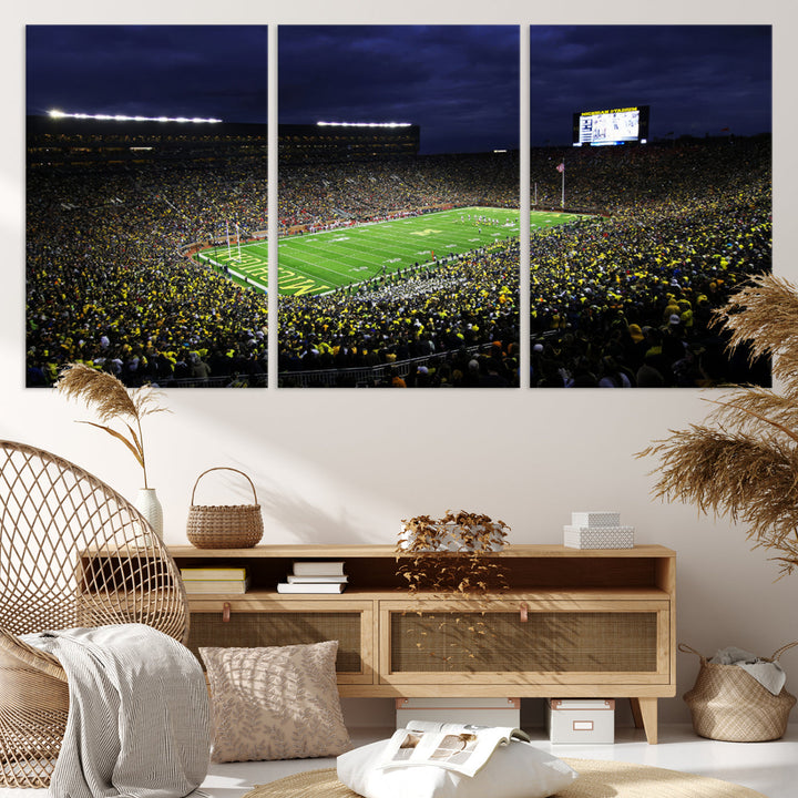 Michigan Football Stadium Wall Art Canvas Print, NFL Wall Art, Sports Room Wall Art Print, Sports Grill Bar Wall Decor, Football Lover Decor