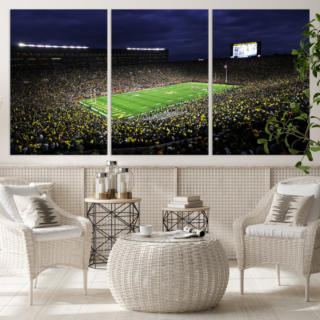 Michigan Football Stadium Wall Art Canvas Print, NFL Wall Art, Sports Room Wall Art Print, Sports Grill Bar Wall Decor, Football Lover Decor