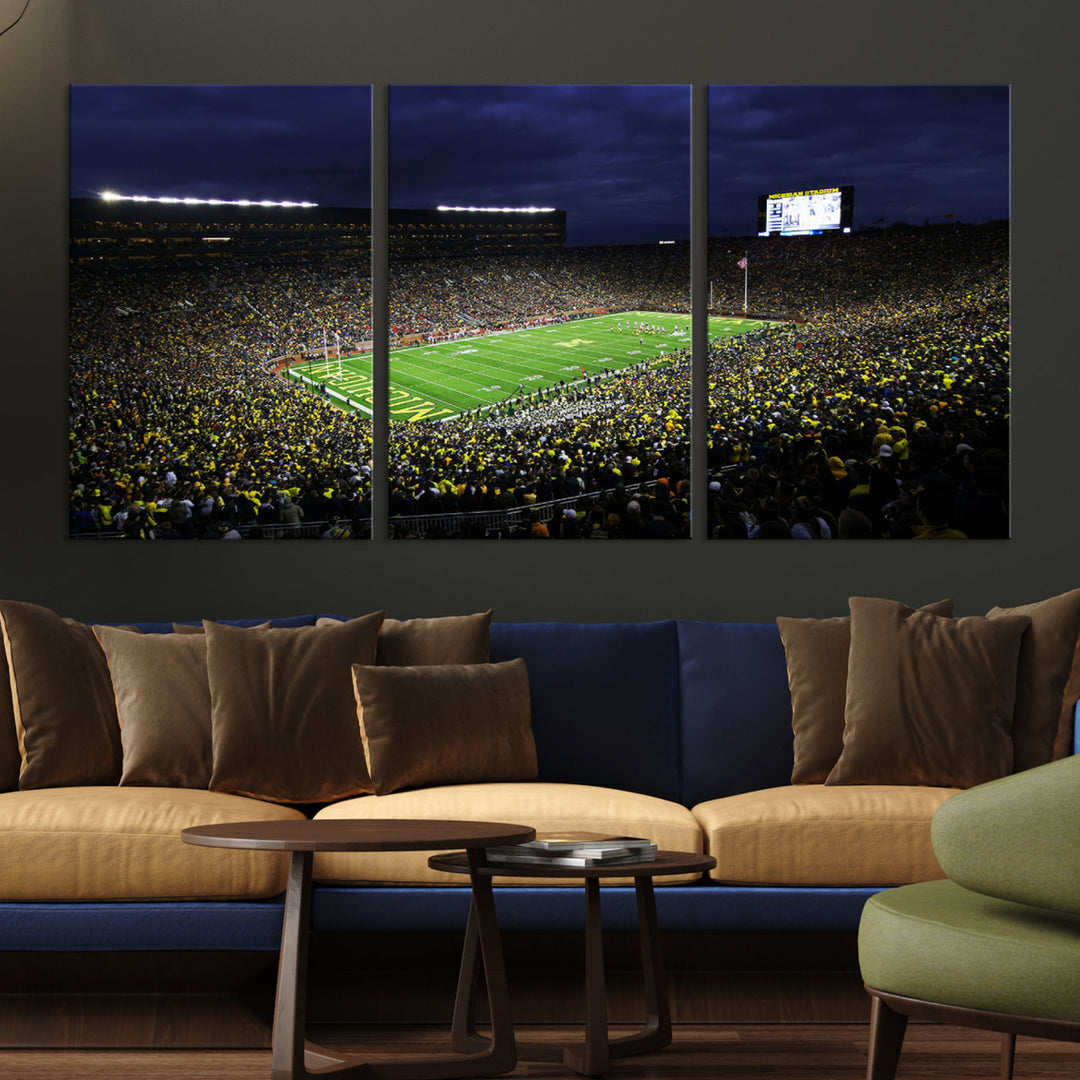 Michigan Football Stadium Wall Art Canvas Print, NFL Wall Art, Sports Room Wall Art Print, Sports Grill Bar Wall Decor, Football Lover Decor