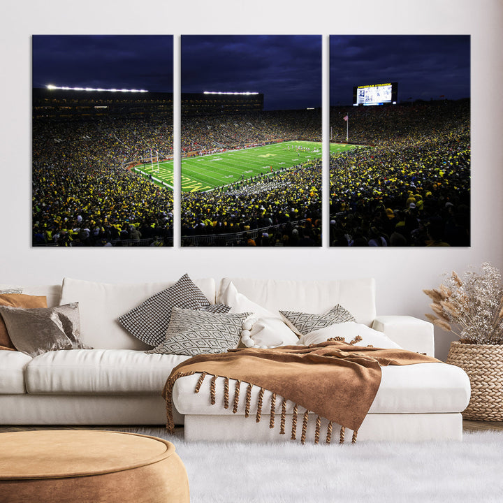 Michigan Football Stadium Wall Art Canvas Print, NFL Wall Art, Sports Room Wall Art Print, Sports Grill Bar Wall Decor, Football Lover Decor