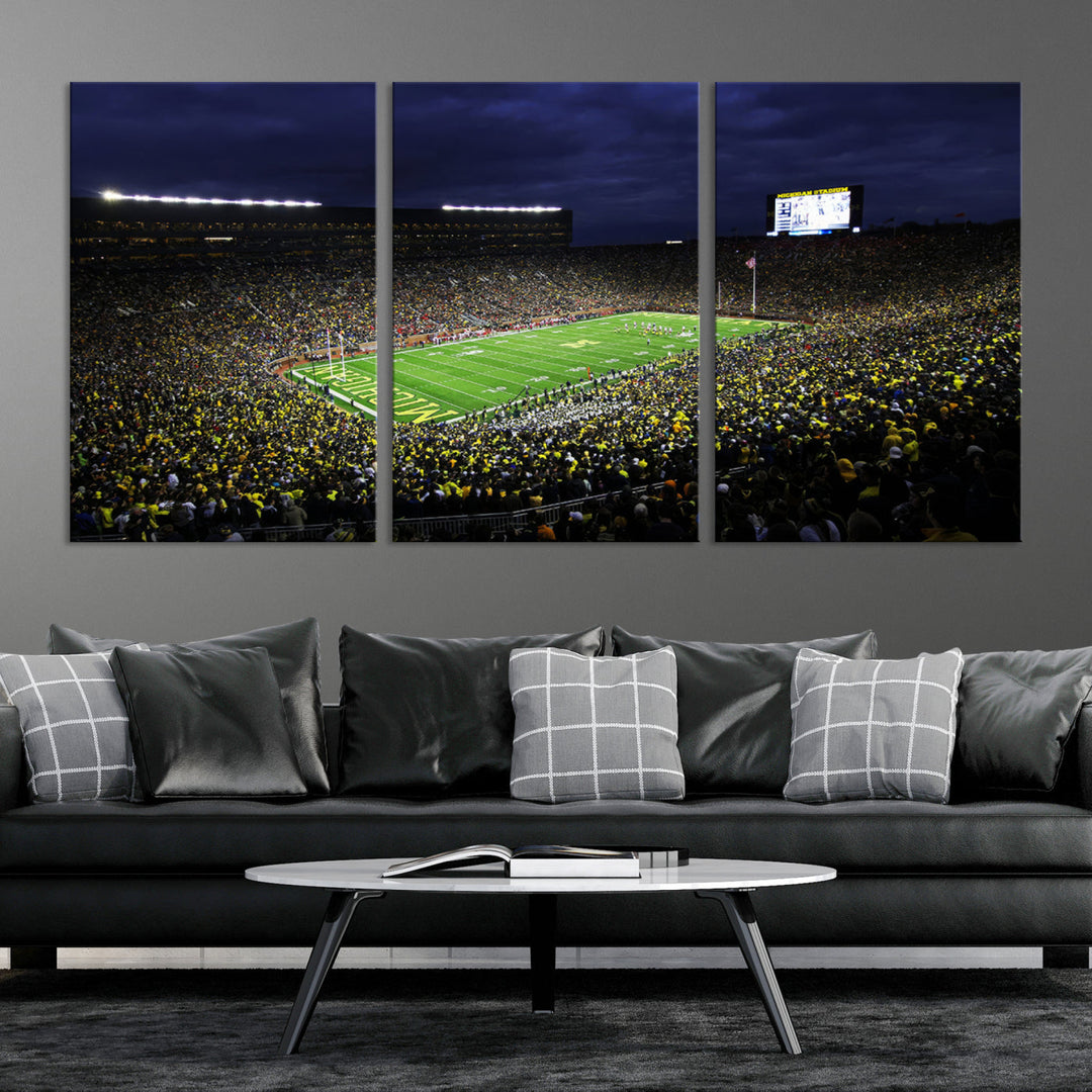 Michigan Football Stadium Wall Art Canvas Print, NFL Wall Art, Sports Room Wall Art Print, Sports Grill Bar Wall Decor, Football Lover Decor