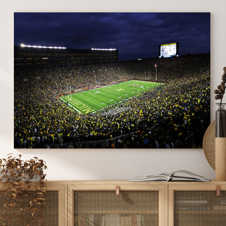 Michigan Football Stadium Wall Art Canvas Print, NFL Wall Art, Sports Room Wall Art Print, Sports Grill Bar Wall Decor, Football Lover Decor