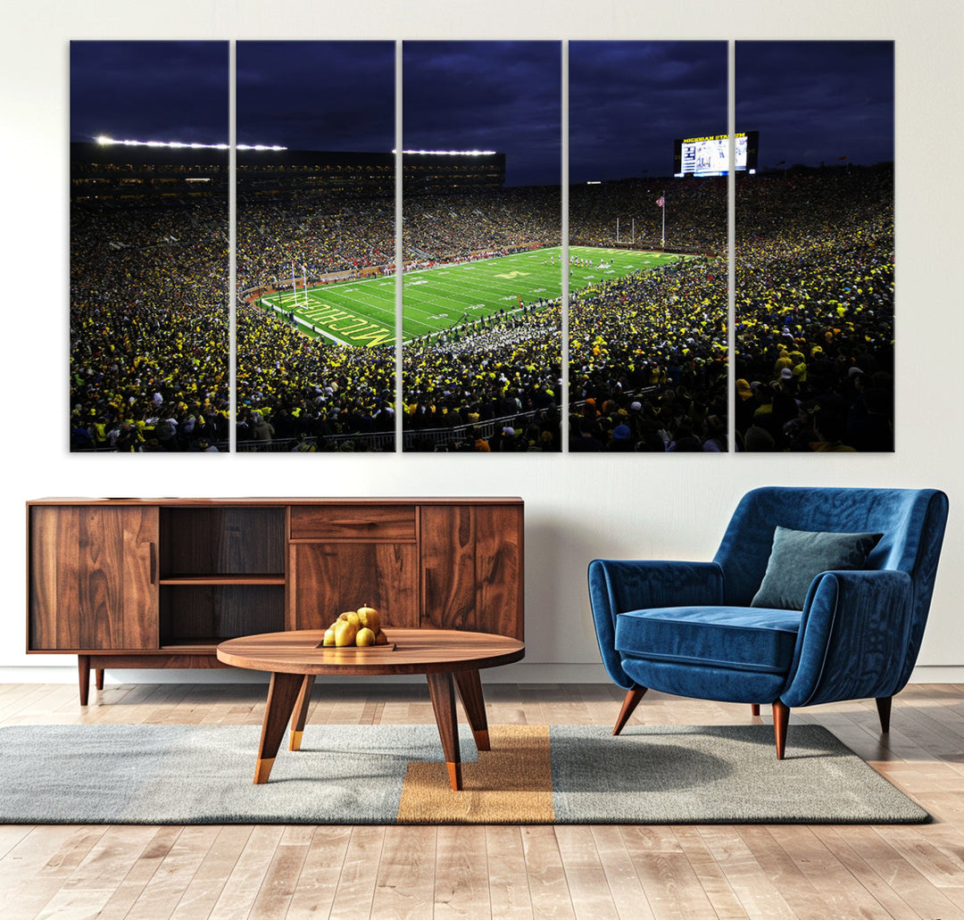 Michigan Football Stadium Wall Art Canvas Print, NFL Wall Art, Sports Room Wall Art Print, Sports Grill Bar Wall Decor, Football Lover Decor