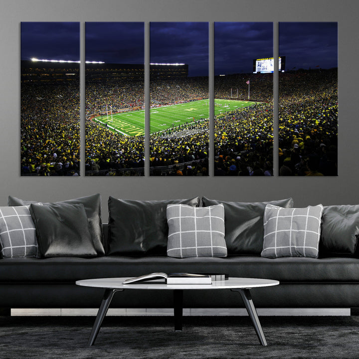 Michigan Football Stadium Wall Art Canvas Print, NFL Wall Art, Sports Room Wall Art Print, Sports Grill Bar Wall Decor, Football Lover Decor