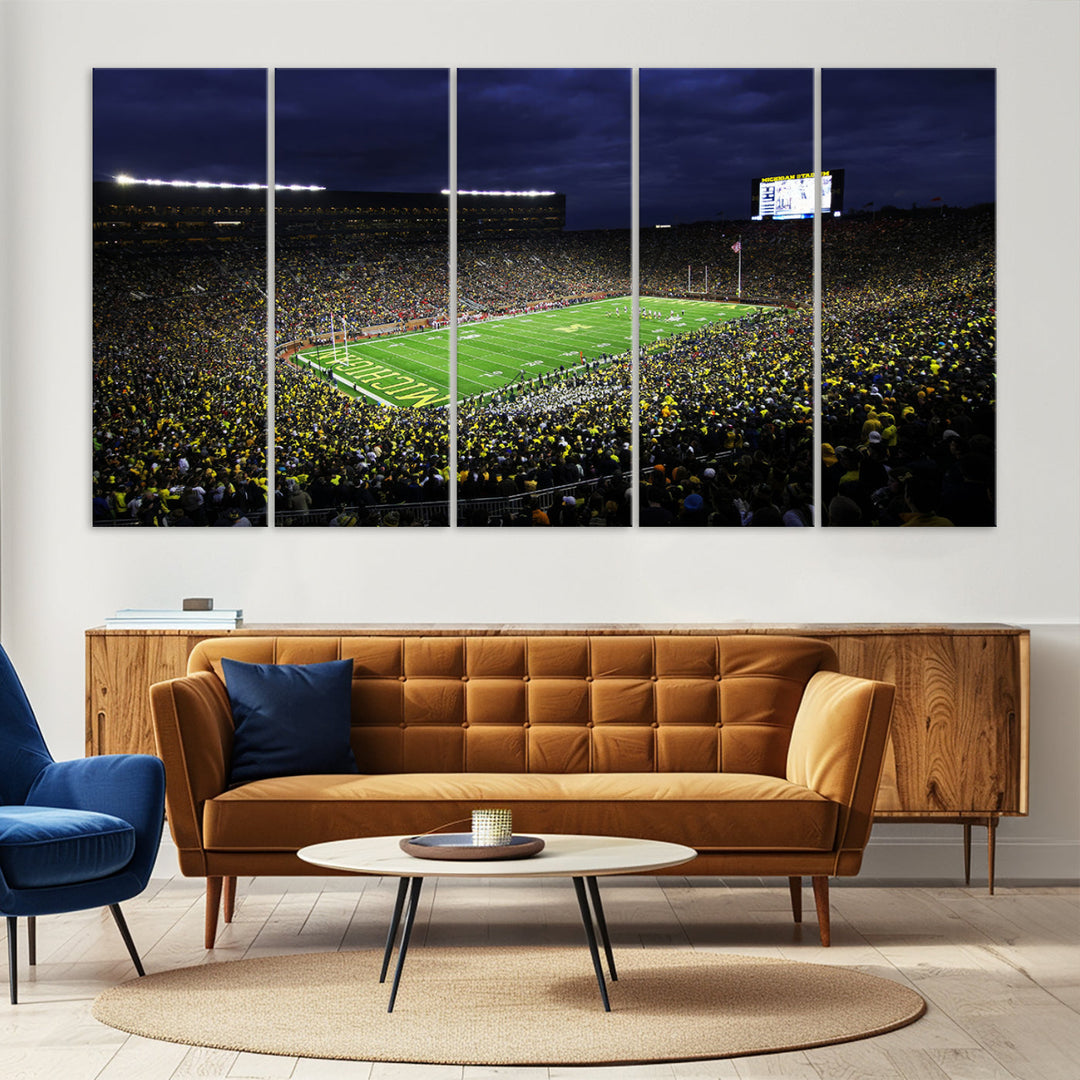 Michigan Football Stadium Wall Art Canvas Print, NFL Wall Art, Sports Room Wall Art Print, Sports Grill Bar Wall Decor, Football Lover Decor