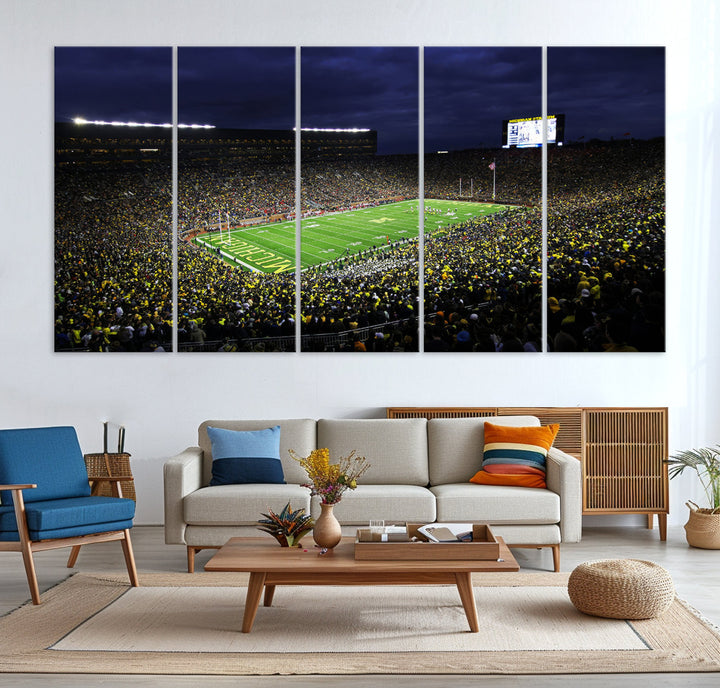 Michigan Football Stadium Wall Art Canvas Print, NFL Wall Art, Sports Room Wall Art Print, Sports Grill Bar Wall Decor, Football Lover Decor