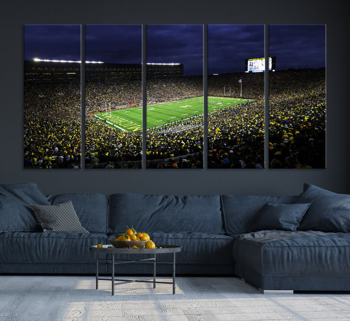 Michigan Football Stadium Wall Art Canvas Print, NFL Wall Art, Sports Room Wall Art Print, Sports Grill Bar Wall Decor, Football Lover Decor