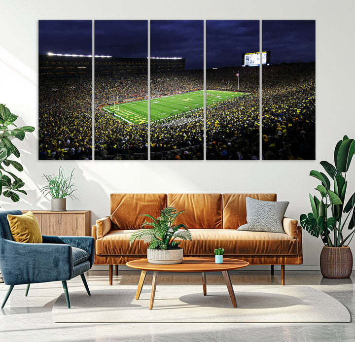 Michigan Football Stadium Wall Art Canvas Print, NFL Wall Art, Sports Room Wall Art Print, Sports Grill Bar Wall Decor, Football Lover Decor