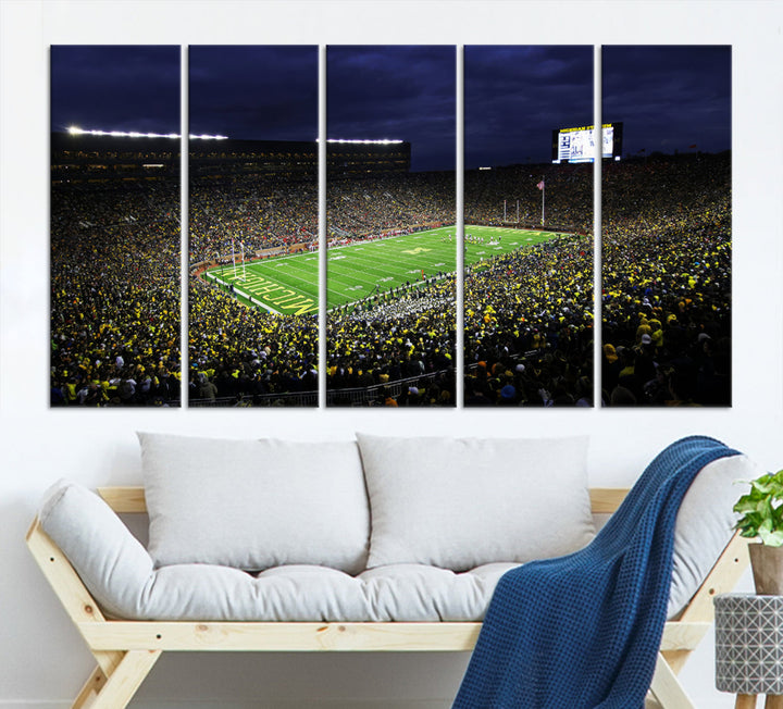 Michigan Football Stadium Wall Art Canvas Print, NFL Wall Art, Sports Room Wall Art Print, Sports Grill Bar Wall Decor, Football Lover Decor