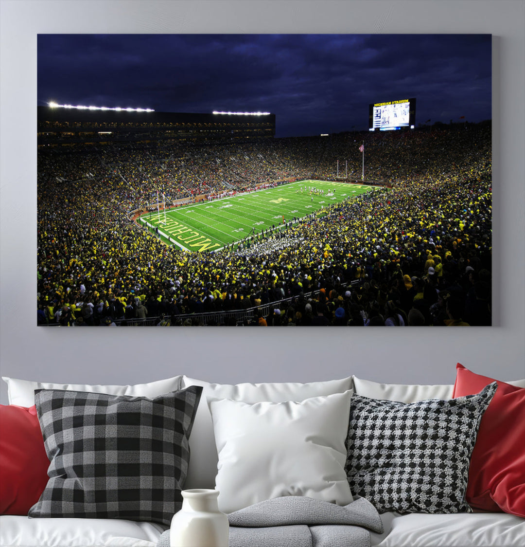 Michigan Football Stadium Wall Art Canvas Print, NFL Wall Art, Sports Room Wall Art Print, Sports Grill Bar Wall Decor, Football Lover Decor