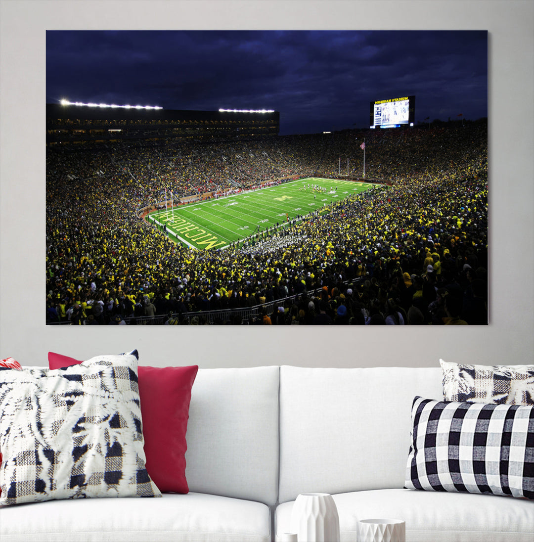 Michigan Football Stadium Wall Art Canvas Print, NFL Wall Art, Sports Room Wall Art Print, Sports Grill Bar Wall Decor, Football Lover Decor