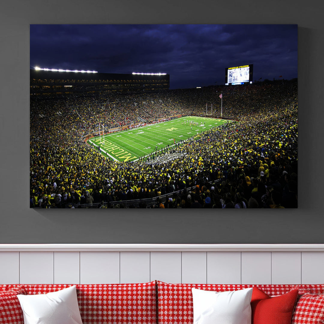 Michigan Football Stadium Wall Art Canvas Print, NFL Wall Art, Sports Room Wall Art Print, Sports Grill Bar Wall Decor, Football Lover Decor