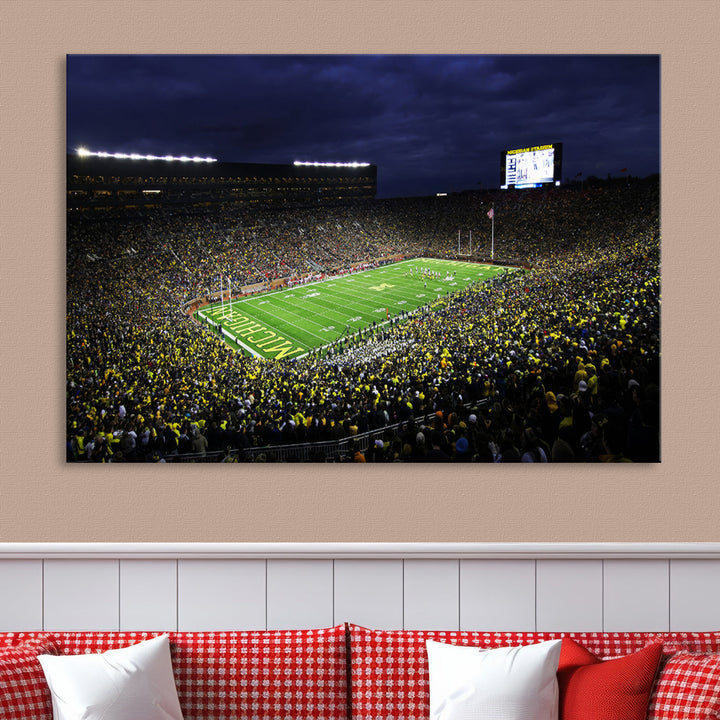 Michigan Football Stadium Wall Art Canvas Print, NFL Wall Art, Sports Room Wall Art Print, Sports Grill Bar Wall Decor, Football Lover Decor