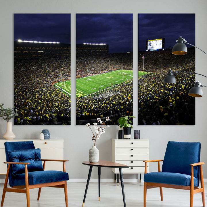 Michigan Football Stadium Wall Art Canvas Print, NFL Wall Art, Sports Room Wall Art Print, Sports Grill Bar Wall Decor, Football Lover Decor