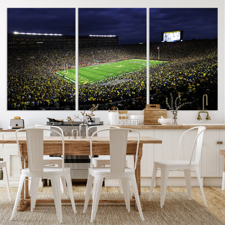 Michigan Football Stadium Wall Art Canvas Print, NFL Wall Art, Sports Room Wall Art Print, Sports Grill Bar Wall Decor, Football Lover Decor