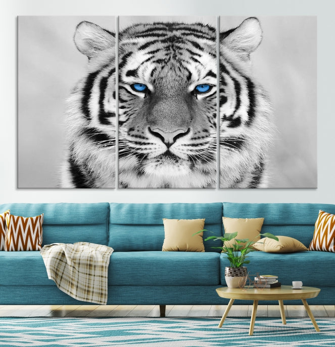 Mighty Siberian Tiger Black and White Animal Wall Art Large Canvas Print