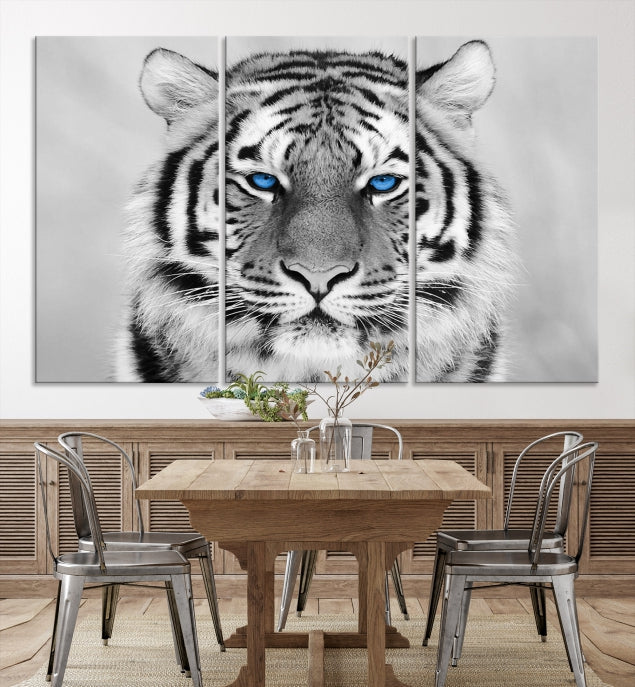 Mighty Siberian Tiger Black and White Animal Wall Art Large Canvas Print