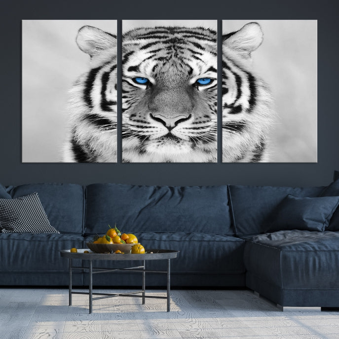 Mighty Siberian Tiger Black and White Animal Wall Art Large Canvas Print