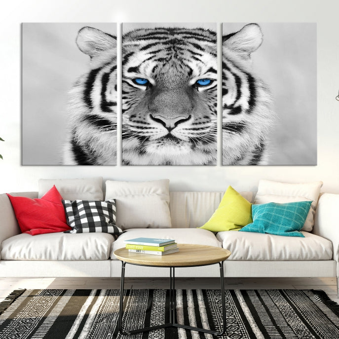 Mighty Siberian Tiger Black and White Animal Wall Art Large Canvas Print