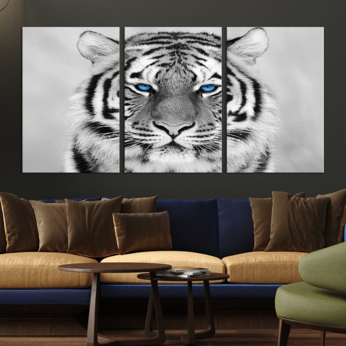 Mighty Siberian Tiger Black and White Animal Wall Art Large Canvas Print