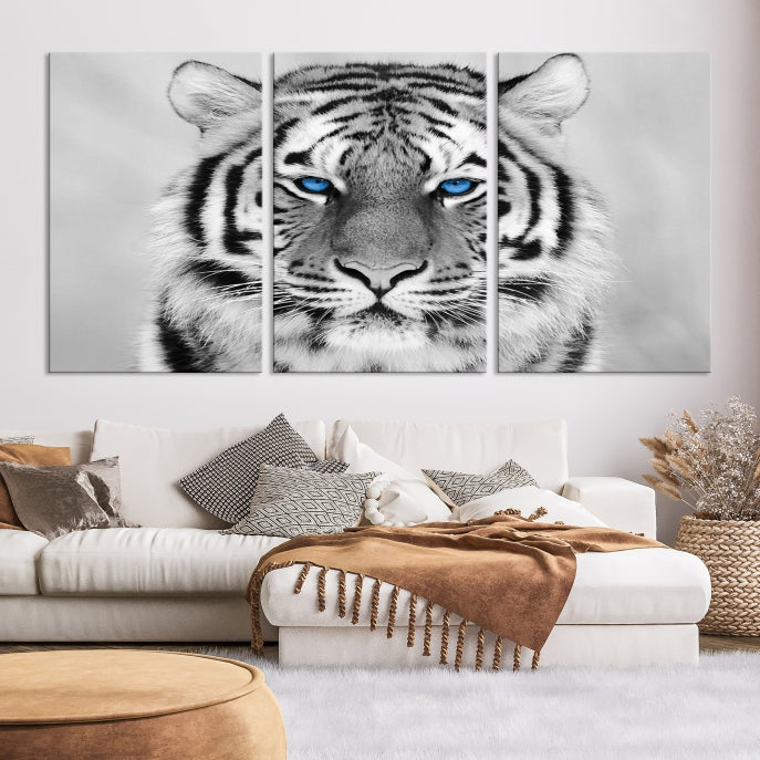 Mighty Siberian Tiger Black and White Animal Wall Art Large Canvas Print