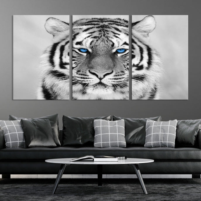 Mighty Siberian Tiger Black and White Animal Wall Art Large Canvas Print