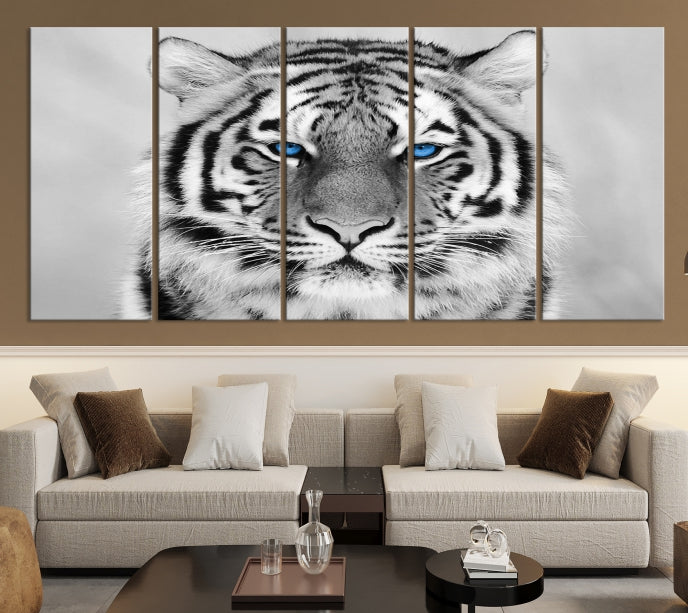 Mighty Siberian Tiger Black and White Animal Wall Art Large Canvas Print