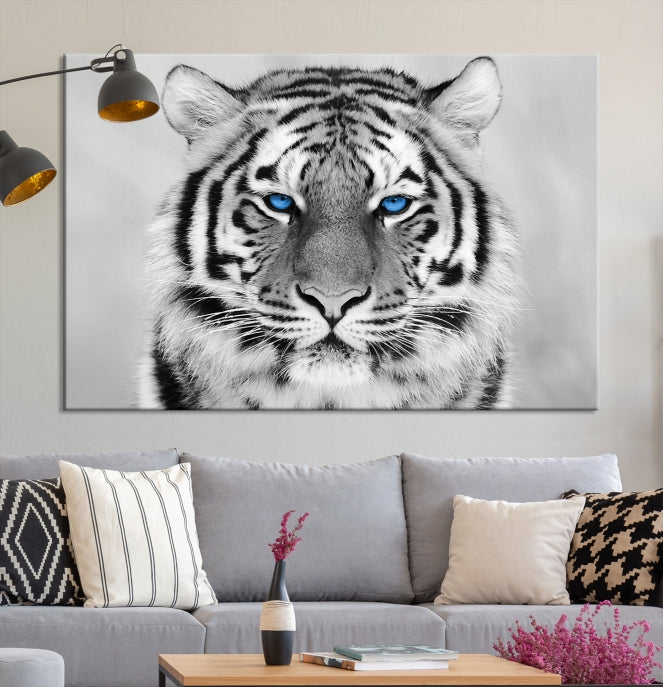 Mighty Siberian Tiger Black and White Animal Wall Art Large Canvas Print