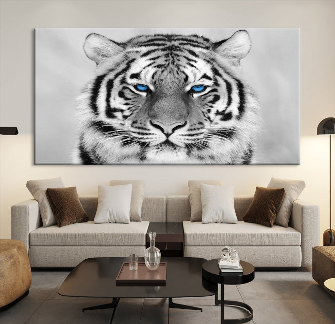 Mighty Siberian Tiger Black and White Animal Wall Art Large Canvas Print