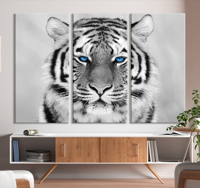 Mighty Siberian Tiger Black and White Animal Wall Art Large Canvas Print