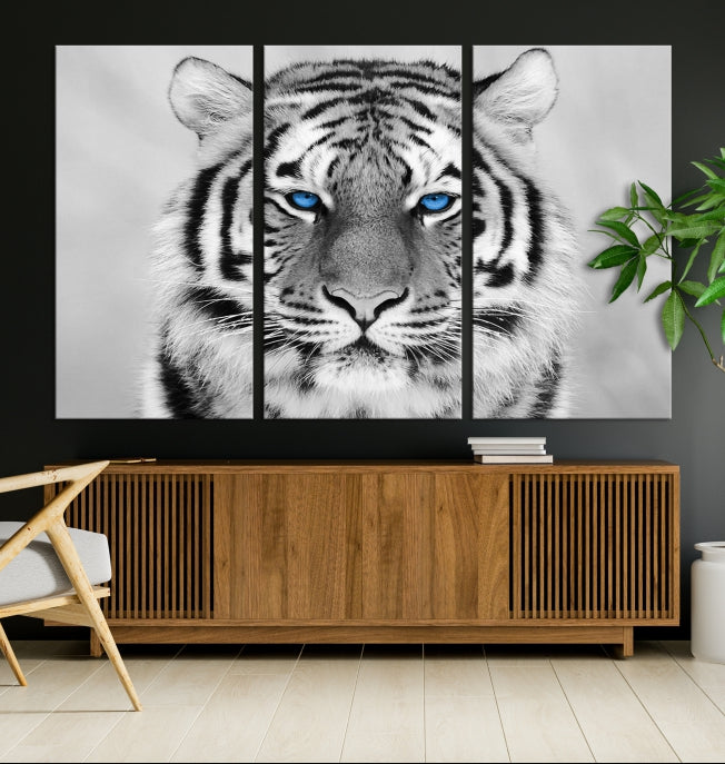 Mighty Siberian Tiger Black and White Animal Wall Art Large Canvas Print