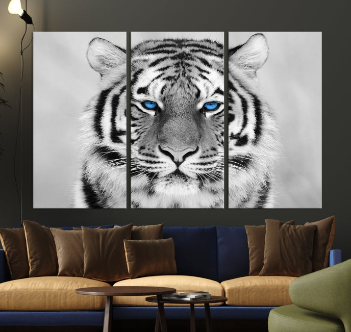 Mighty Siberian Tiger Black and White Animal Wall Art Large Canvas Print