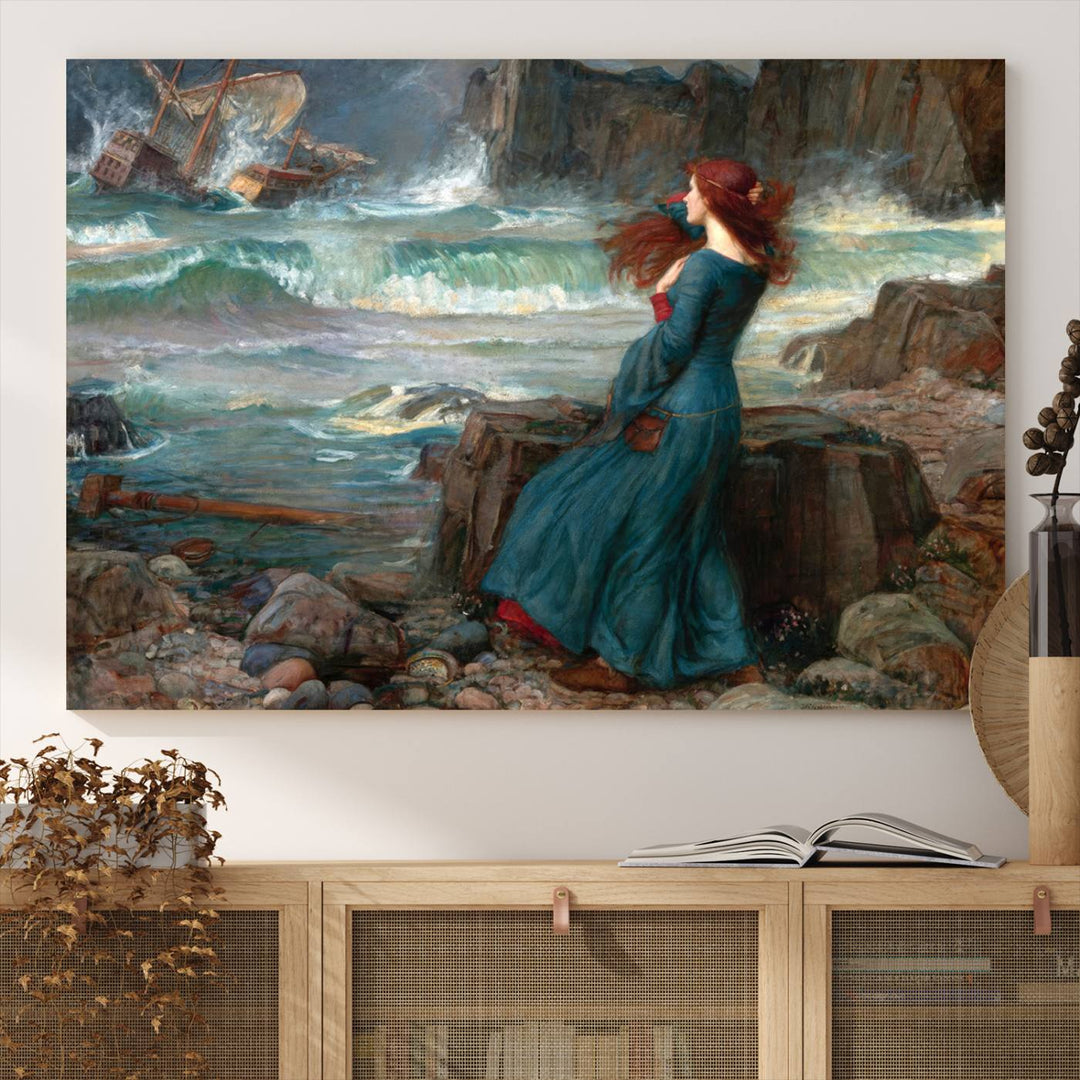 Miranda - The Tempest, by John William Waterhouse Wall Art Canvas Print