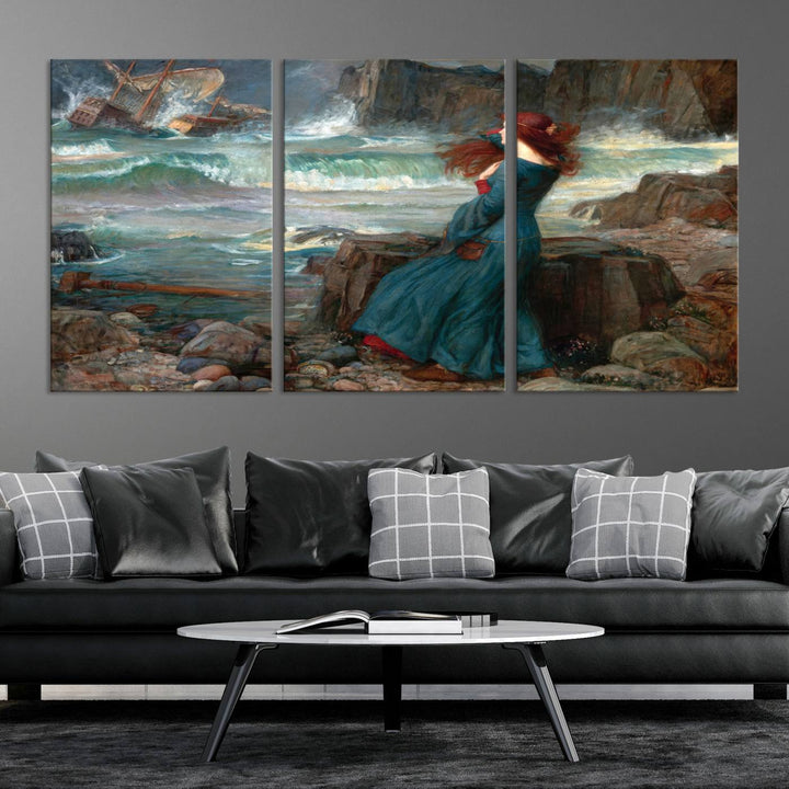 Miranda - The Tempest, by John William Waterhouse Wall Art Canvas Print