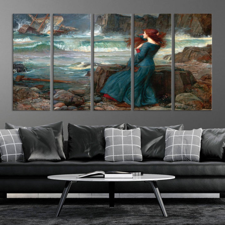 Miranda - The Tempest, by John William Waterhouse Wall Art Canvas Print