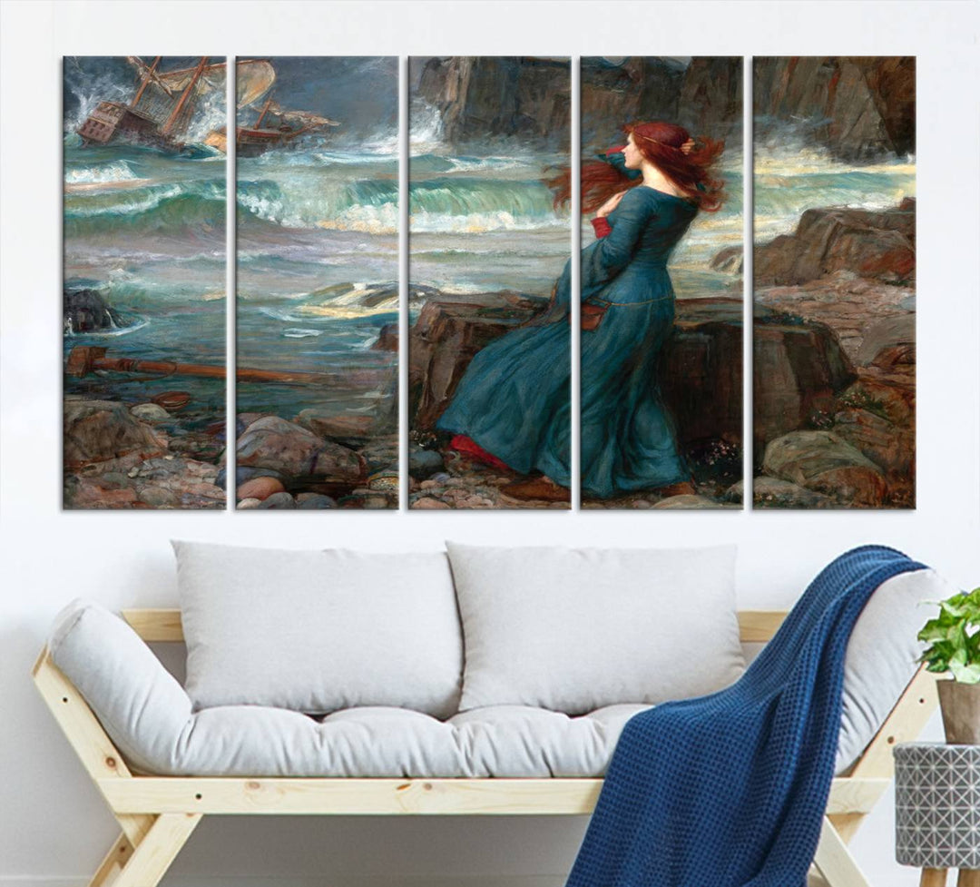 Miranda - The Tempest, by John William Waterhouse Wall Art Canvas Print