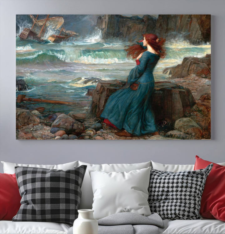 Miranda - The Tempest, by John William Waterhouse Wall Art Canvas Print