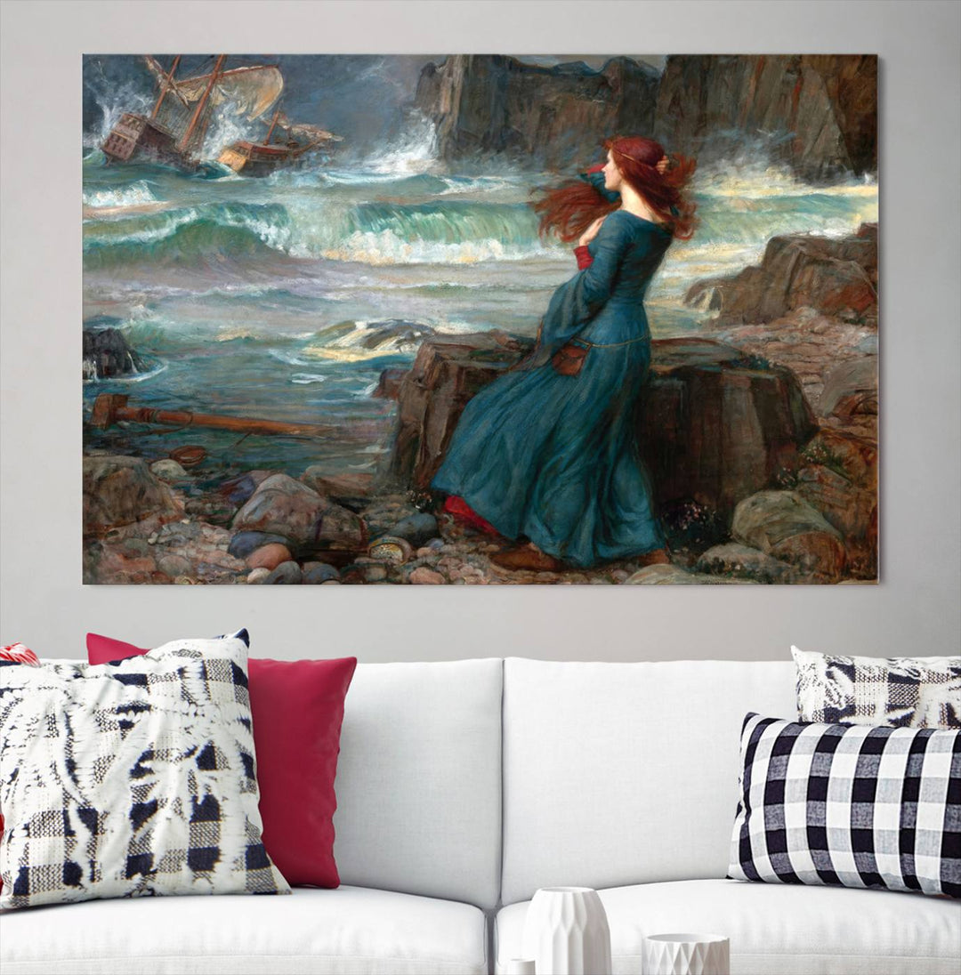 Miranda - The Tempest, by John William Waterhouse Wall Art Canvas Print