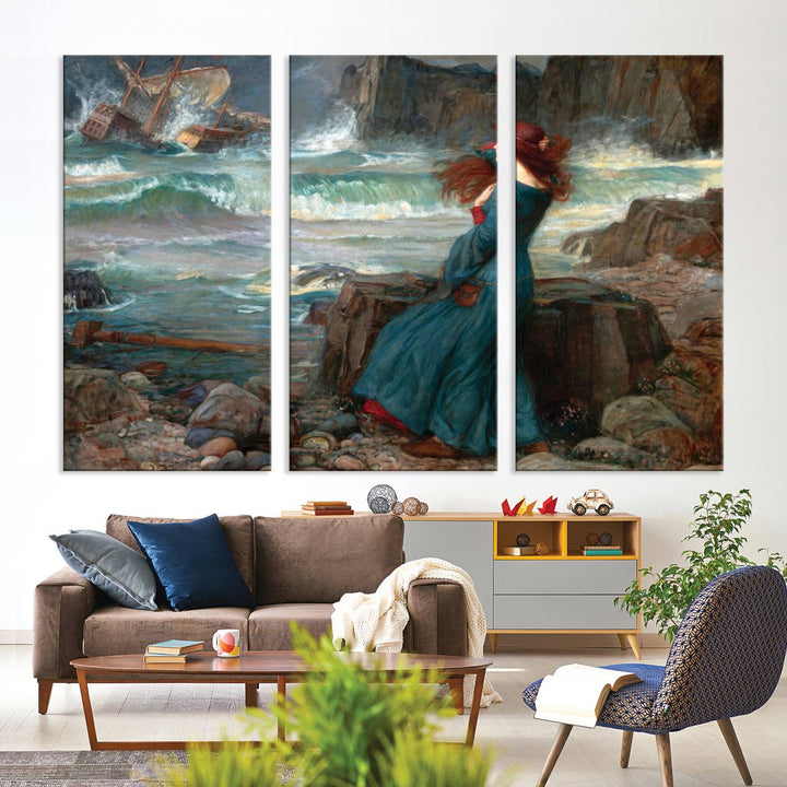 Miranda The Tempest Canvas Art Print - Classic Shipwreck Scene for Living Room, Dramatic Art for Home Decor, Ready to Hang