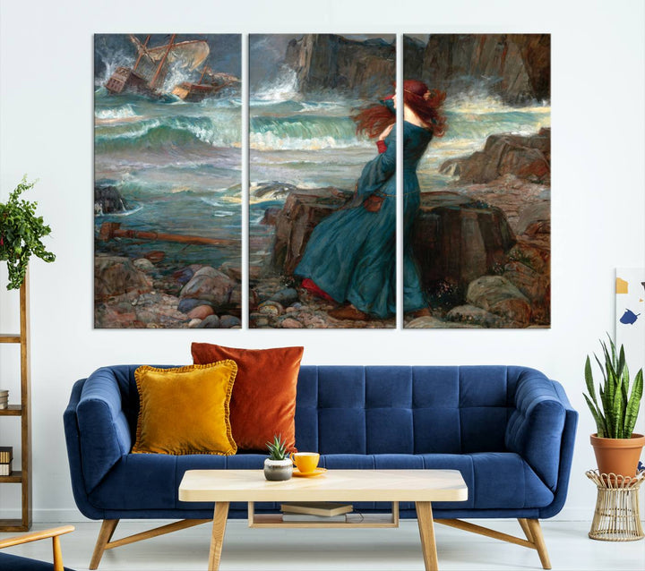 Miranda The Tempest Canvas Art Print - Classic Shipwreck Scene for Living Room, Dramatic Art for Home Decor, Ready to Hang